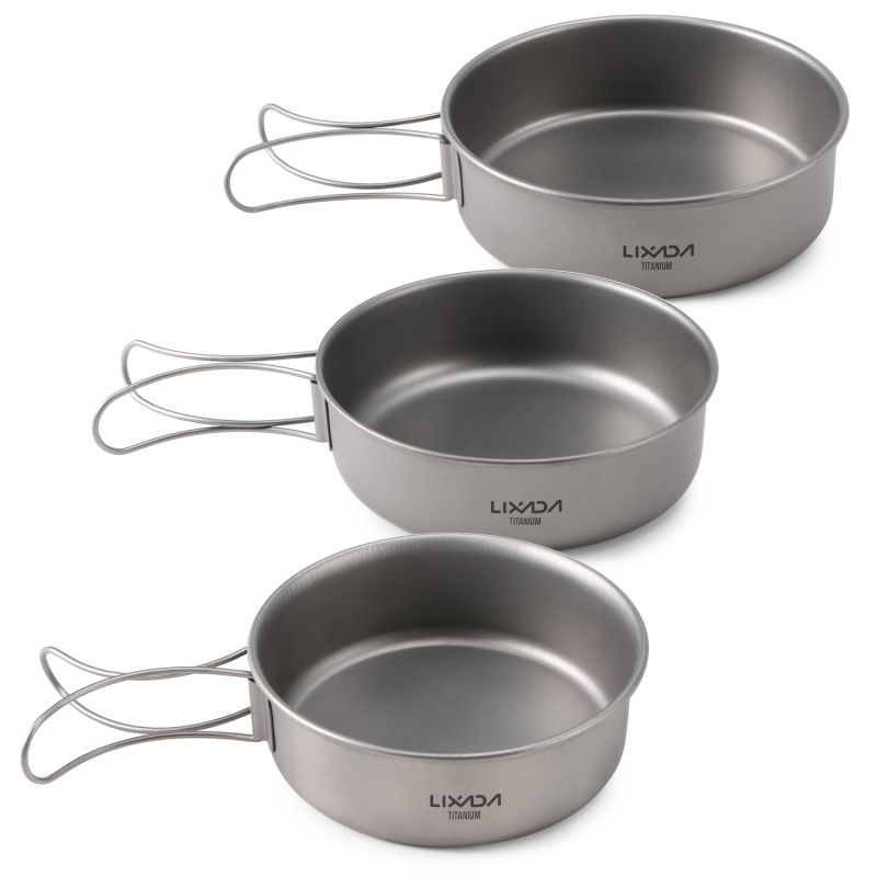 Outdoor Camping Dining Set - Lixada Titanium Bowls Ultralight Titanium Dinner