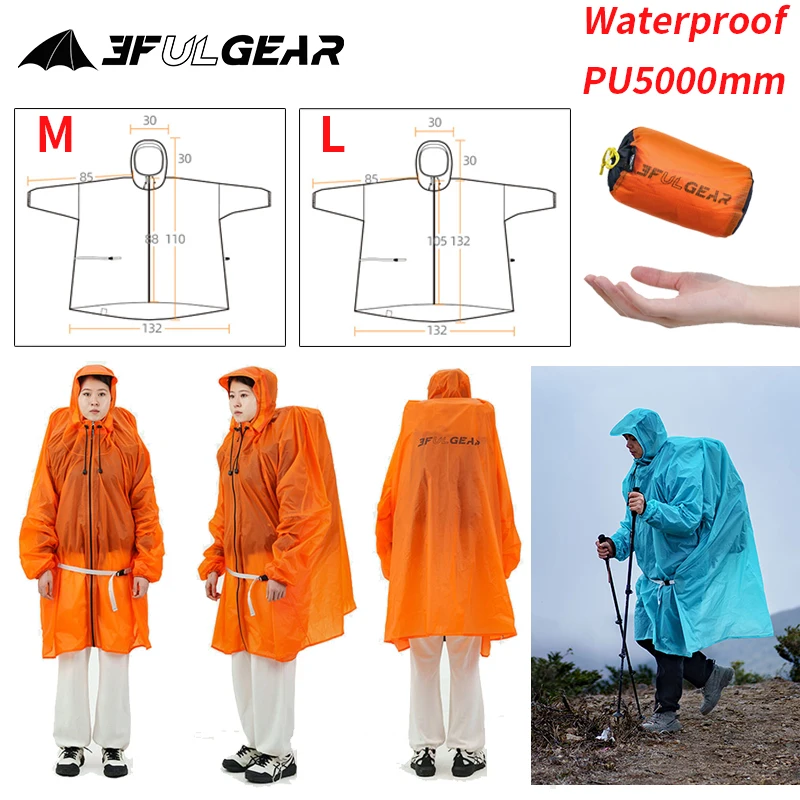 3F UL GEAR Zipper Raincoat 15D - đánh giá và giá Camping Rain Poncho