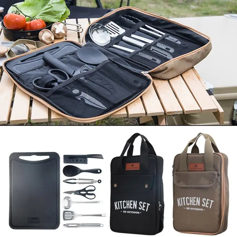 8pcs Camping Kitchen Cookware  - đánh giá và giá Outdoor Camping Dining Set