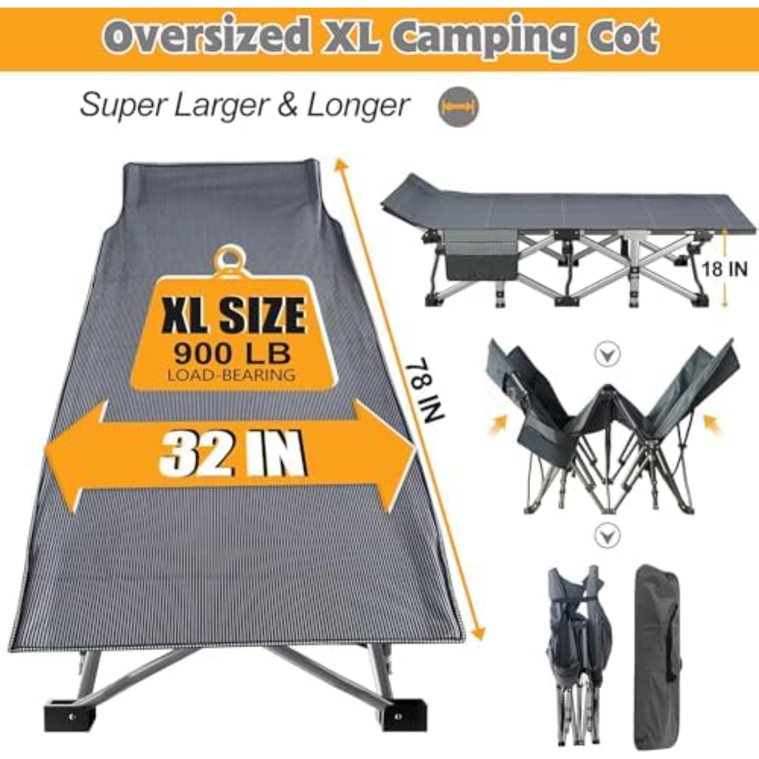 32'' XXL Camping Cot for Adult - đánh giá và giá Bed Outdoor Camping