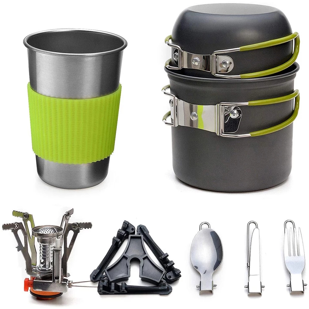 Camping Cookware Kit with Stov - đánh giá và giá Outdoor Camping Dining Set