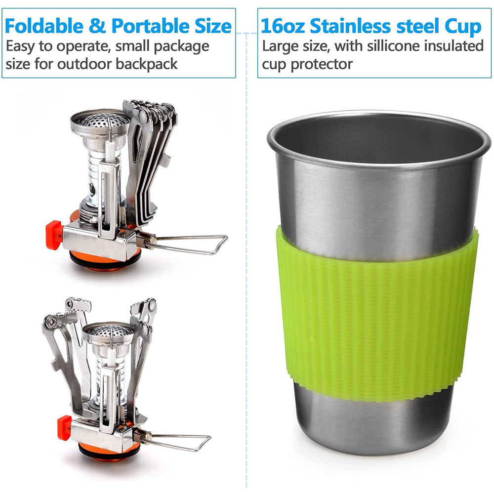 Camping Cookware Kit with Stov - đánh giá và giá Outdoor Camping Dining Set